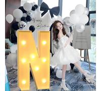 Giant Mosaic Illuminated Letters and Numbers Decoration for ‘Marry Me’ Proposal Decorations, Suitable for Baby Christening Party Decorations.(N,100cm/40in)