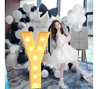 Giant Mosaic Illuminated Letters and Numbers Decoration for ‘Marry Me’ Proposal Decorations, Suitable for Baby Christening Party Decorations.(Y,70cm/28in)