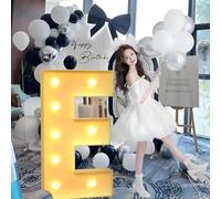 Giant Mosaic Illuminated Letters and Numbers Decoration for ‘Marry Me’ Proposal Decorations, Suitable for Baby Christening Party Decorations.(E,120cm/47in)