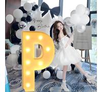 Giant Mosaic Illuminated Letters and Numbers Decoration for ‘Marry Me’ Proposal Decorations, Suitable for Baby Christening Party Decorations.(P,70cm/28in)