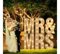Giant MR & MRS LED Light Up Marquee Mosaic Light Letters Sign for Engagement Wedding Anniversary Valentine's Day Party, 70CM/2.3FT