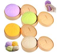 Giant Mystery Dumpling Squeeze, Bao Bun Stress Toy, Jumbo Dumpling Squeeze Toy with Steamer Box, Funny Slow-Rise Stress Toys for Adults & Kids, Anxiety Relief Fidget Toy Easter (4PC(9CM))