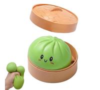 Giant Mystery Dumpling Squish-y, 4 Inch Jumbo Dumplings Stress Ball With Steamer Box,Soft Squeeze Decompression Dough for Adults Easter Basket Stuffers (Green)