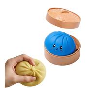 Giant Mystery Dumpling Squishy, Bao Bun Stress Toy, Jumbo Dumpling Squishy Toy With Steamer Box, Funny Slow-Rise Stress Toys for Adults & Kids, Anxiety Relief Fidget Toy (Blue)