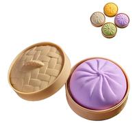Giant Mystery Dumpling Squishy, Bao Bun Stress Toy, Jumbo Dumpling Squishy Toy With Steamer Box, Funny Slow-Rise Stress Toys for Adults & Kids, Anxiety Relief Fidget Toy (Purple)