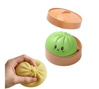 Giant Mystery Dumpling Squishy, Bao Bun Stress Toy, Jumbo Dumpling Squishy Toy With Steamer Box, Funny Slow-Rise Stress Toys for Adults & Kids, Anxiety Relief Fidget Toy (Green-b)