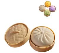 Giant Mystery Dumpling Squishy, Bao Bun Stress Toy, Jumbo Dumpling Squishy Toy With Steamer Box, Funny Slow-Rise Stress Toys for Adults & Kids, Anxiety Relief Fidget Toy (White)