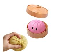 Giant Mystery Dumpling Squishy, Bao Bun Stress Toy, Jumbo Dumpling Squishy Toy With Steamer Box, Funny Slow-Rise Stress Toys for Adults & Kids, Anxiety Relief Fidget Toy (Pink)