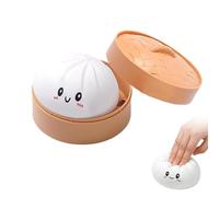 Giant Mystery Dumpling Squishy,Cute Steamer Bun Design,Dumpling Squishy Toy With Steamer Box,Soft Squeeze Dough Hand Fidget Toys,Stress & Anxiety Relief squishy dumplings toy for Kid & Adult (White)