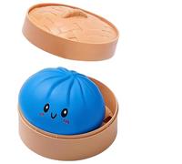 Giant Mystery Dumpling Squishy, Giant Squishy Dumpling Stress Toy with Steamer Box, Squeeze Dough Hand Fidget Toys,Stress Relief Dumplings Squishys Squeeze Toy, Glitter Dumplings Stress Ball (Blue)