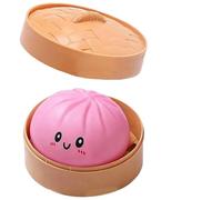 Giant Mystery Dumpling Squishy, Giant Squishy Dumpling Stress Toy with Steamer Box, Squeeze Dough Hand Fidget Toys,Stress Relief Dumplings Squishys Squeeze Toy, Glitter Dumplings Stress Ball (Pink)