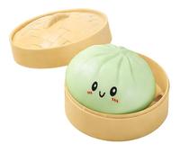Giant Mystery Dumpling Squishy, Jumbo Dumpling Squish Toy with Steamer Box, Mega Rainbow Dumplings, Cute Anxiety Relief Fidget Toy, Soft Squeeze Stretchy Stress Ball Squish Toys (Green)