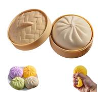 Giant Mystery Dumpling Squishy, Jumbo Dumpling Squishy Toy With Steamer Box, Dumpling Squishy Soft Squeeze Decompression Doug For Adults & Kids, Anxiety Relief Fidget Toy (White,1PC)