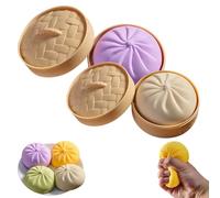 Giant Mystery Dumpling Squishy, Jumbo Dumpling Squishy Toy With Steamer Box, Dumpling Squishy Soft Squeeze Decompression Doug For Adults & Kids, Anxiety Relief Fidget Toy (Purple+White)