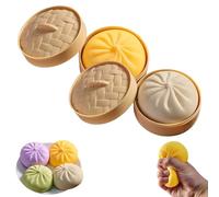 Giant Mystery Dumpling Squishy, Jumbo Dumpling Squishy Toy With Steamer Box, Dumpling Squishy Soft Squeeze Decompression Doug For Adults & Kids, Anxiety Relief Fidget Toy (Yellow+White)