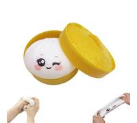 Giant Mystery Dumpling Squishy,Jumbo Dumpling Squishy Toy With Steamer Box,Soft Squeeze Dough Hand Fidget Toys,Stress Relief Dumplings Squishys Squeeze Toy,Giant Glitter Dumplings Stress Ball (White)