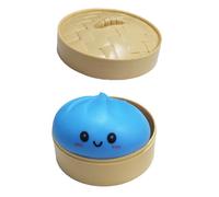 Giant Mystery Dumpling Squishy,Jumbo Dumpling Toy With Steamer Box,Soft Squeeze Dough Hand Fidget Toys,Stress Relief Dumplings Squishys Squeeze Toy,Giant Glitter Dumplings Stress Ball (Blue)