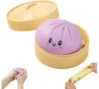 Giant Mystery Dumpling Squishy, Squishy Dumpling Stress Balls, Jumbo Dumplings Squishy Toy With Steamer Box, Soft Squeeze Dough Hand Fidget Toys, Anxiety Relief Squeeze Toy For Kids Adults (Purple)