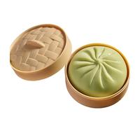 Giant Mystery Dumpling Squishy, Squishy Dumpling Stress Balls With Food Steamer, Soft Squeeze Dough Hand Fidget Toys, Stress Relief Cute Steamer Bun Design Sensory Toy Easter Gift (Green)