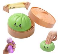 Giant Mystery Dumpling Squishy Stress Ball, Jumbo Squishy Dumpling Toys, With Steamer Box,Rainbow Mystery Squishies Bun, Anxiety Relief Fidget, Soft Squeeze Decompression Dough for Adults (Green)