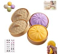 Giant Mystery Dumpling Squishy, Super Mega Mystery Dumpling with Steamer Box, Giant Glitter Dumplings, Squishy Fidget Toys for Adults & Kids (2pcs E)