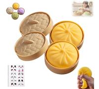 Giant Mystery Dumpling Squishy, Super Mega Mystery Dumpling with Steamer Box, Giant Glitter Dumplings, Squishy Fidget Toys for Adults & Kids (Yellow 2pcs)