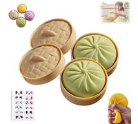 Giant Mystery Dumpling Squishy, Super Mega Mystery Dumpling with Steamer Box, Giant Glitter Dumplings, Squishy Fidget Toys for Adults & Kids (Green 2pcs)