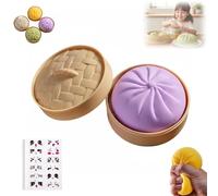 Giant Mystery Dumpling Squishy Toy, Super Mega Mystery Dumpling with Steamer Box, Giant Glitter Dumplings, Squishy Fidget Toys for Adults & Kids, Stress Relief Squeeze Dough Ball Hand Toy(Purple)