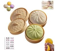 Giant Mystery Dumpling Squishy Toy, Super Mega Mystery Dumpling with Steamer Box, Giant Glitter Dumplings, Squishy Fidget Toys for Adults & Kids, Stress Relief Squeeze Dough Ball Hand Toy(2pcs b)