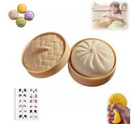 Giant Mystery Dumpling Squishy Toy, Super Mega Mystery Dumpling with Steamer Box, Giant Glitter Dumplings, Squishy Fidget Toys for Adults & Kids, Stress Relief Squeeze Dough Ball Hand Toy(White)