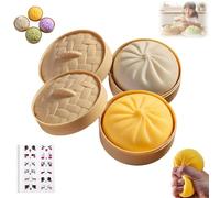 Giant Mystery Dumpling Squishy Toy, Super Mega Mystery Dumpling with Steamer Box, Giant Glitter Dumplings, Squishy Fidget Toys for Adults & Kids, Stress Relief Squeeze Dough Ball Hand Toy(2pcs f)