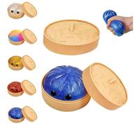 Giant Mystery Dumplings, Jumbo Dumpling Squishy Stress Ball for Adults, Soft Squeeze Sensory Dough for Tension Relief & Desk Decor, Stretchy Hand Exerciser (Glitter Blue)