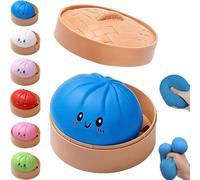 Giant Mystery Dumplings, Jumbo Dumpling Squishy Stress Ball for Adults, Soft Squeeze Sensory Dough for Tension Relief & Desk Decor, Stretchy Hand Exerciser (Blue)