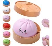 Giant Mystery Dumplings, Jumbo Dumpling Squishy Stress Ball for Adults, Soft Squeeze Sensory Dough for Tension Relief & Desk Decor, Stretchy Hand Exerciser (Light purple)