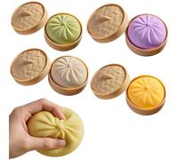 Giant Mystery dumplings Squishy,Jumbo Steamer Bun Squishy Toy With Steamer Box,Cute Steamer Bun Design Stress & Anxiety Relief Squishy dumplings Toys for Adults Kids,Anxiety Relief Fidget (4PCS)