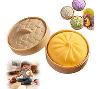 Giant Mystery Dumplings Squishy, Mega Rainbow Dumplings Fidget, Large Stress Relief Sensory Ball for Adults & Kids, Soft Bun Squeeze Decompression Dough (Yellow)