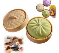 Giant Mystery Dumplings Squishy, Mega Rainbow Dumplings Fidget, Large Stress Relief Sensory Ball for Adults & Kids, Soft Bun Squeeze Decompression Dough (Green)