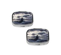 Giant Nuclear Ship Pill Box 2 Compartment Medicine Pill Case,Travel Pill Organizer, Small Metal Pill Case Portable Pill Box, Perfects Gift for Anyone in Need