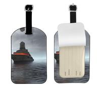 Giant Nuclear Ship Printed PU Leather Bag Tag, Personalized Baggage Label, Privacy Flap ID Shield, for Vacation