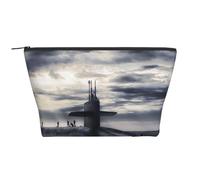 Giant Nuclear Ship Prints Cosmetic Bag for Women Trapezoidal Travel Makeup Bags Zipper Toiletry Bag Accessories Organizer