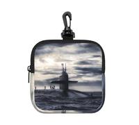 Giant Nuclear Ship Square Zipper Pouch with All-Over Print,Waterproof Small Organizer Bag, Lightweight Durable for Coins,Cards, Keys for Travel Daily Use