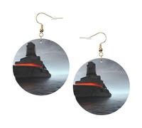 Giant Nuclear Ship Trendy Leather Earrings For Women Dangle 1 Pair Lightweight Printed Piercing Earrings Jewelry Gifts For Women Girls