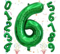 Giant Number Balloons 6, Dark Green 0-9 Set Number Balloons for Women Men, 40 Inch Foil Helium Number Balloon for Boys Girls 6th Birtyday Party Decor Jungle Anniversary Decorations Supplies