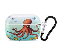 Giant Octopus Airpod Pro Case AirPods 2 Case for Women Hard Shell Protective Cover with Carabiner Keychain Compatible with AirPods Case 2nd 1st Generation, Front LED Visible White