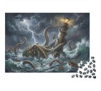Giant Octopus Anger 1000 Piece Jigsaw Puzzle,Adults & Kids 14+,Home Wall Decor,Stress Relief,Whimsical Challenge,Premium Cardboard,Educational Toy,Gift Idea 38x26cm