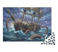 Giant Octopus Attack 1000 Piece Jigsaw Puzzle,Educational Toy,Adults & Kids 14+,Home Wall Decor,Whimsical Challenge,Premium Cardboard,Great Gifts,Stress Relief 52x38cm