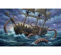 Giant Octopus Attack 1000 Piece Jigsaw Puzzle,Home Wall Decor,Great Gifts,Educational Toy,Impossible Challenge,Premium Cardboard,Adults & Kids 14+,Stress Relief 70x50cm