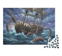 Giant Octopus Attack 1000 Piece Jigsaw Puzzle,Home Wall Decor,Great Gifts,Educational Toy,Impossible Challenge,Premium Cardboard,Adults & Kids 14+,Stress Relief 70x50cm