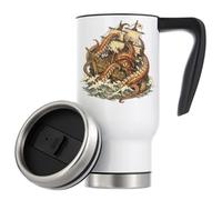 Giant Octopus Attacking Old Sailing Ship Vacuum Insulated Thermal Travel Coffee Mug 480ml White