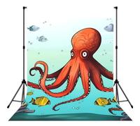 Giant Octopus Backdrop Background for Photography, 5x7ft | High Density Polyester Fabric, Foldable, Non Reflective Photo Backdrop Curtain For Photoshoot Background Screen, Easy Setup